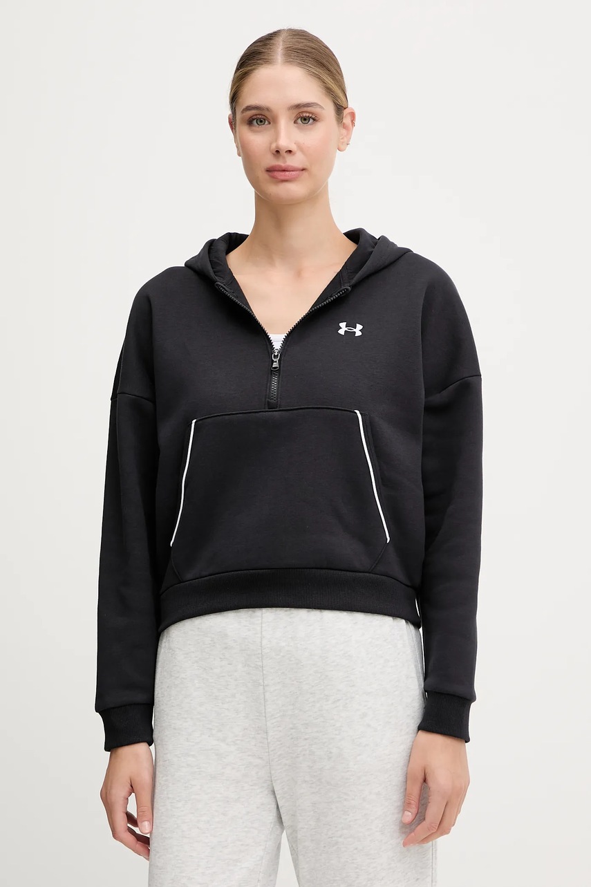 Levně Mikina Under Armour Rival dámská, černá barva, s kapucí, melanžová, 6003707