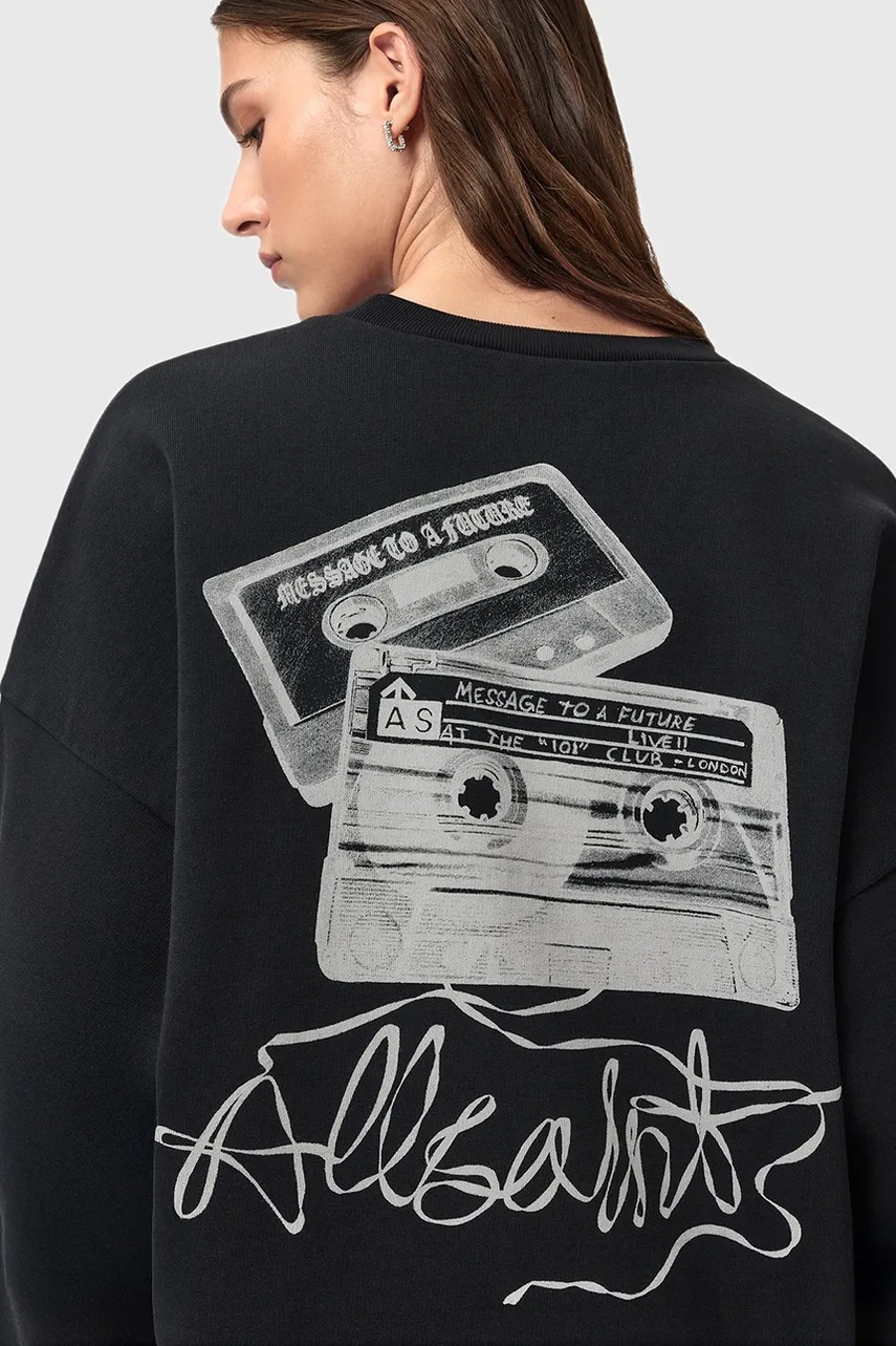 Хлопковая кофта AllSaints REEL цвет чёрный узор W020JD