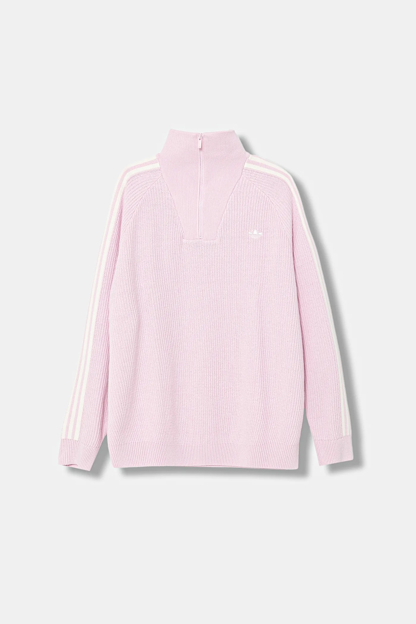 adidas Originals pulover Funnel culoarea roz, cu turtleneck, KS7785