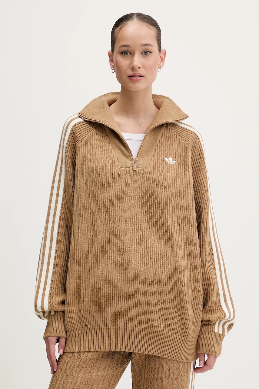 adidas Originals pulover Funnel culoarea verde, cu turtleneck, KS7787