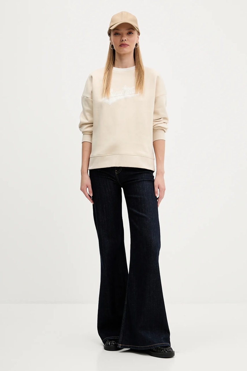 Кофта Guess Jeans цвет бежевый с принтом W5BQ23 KC811