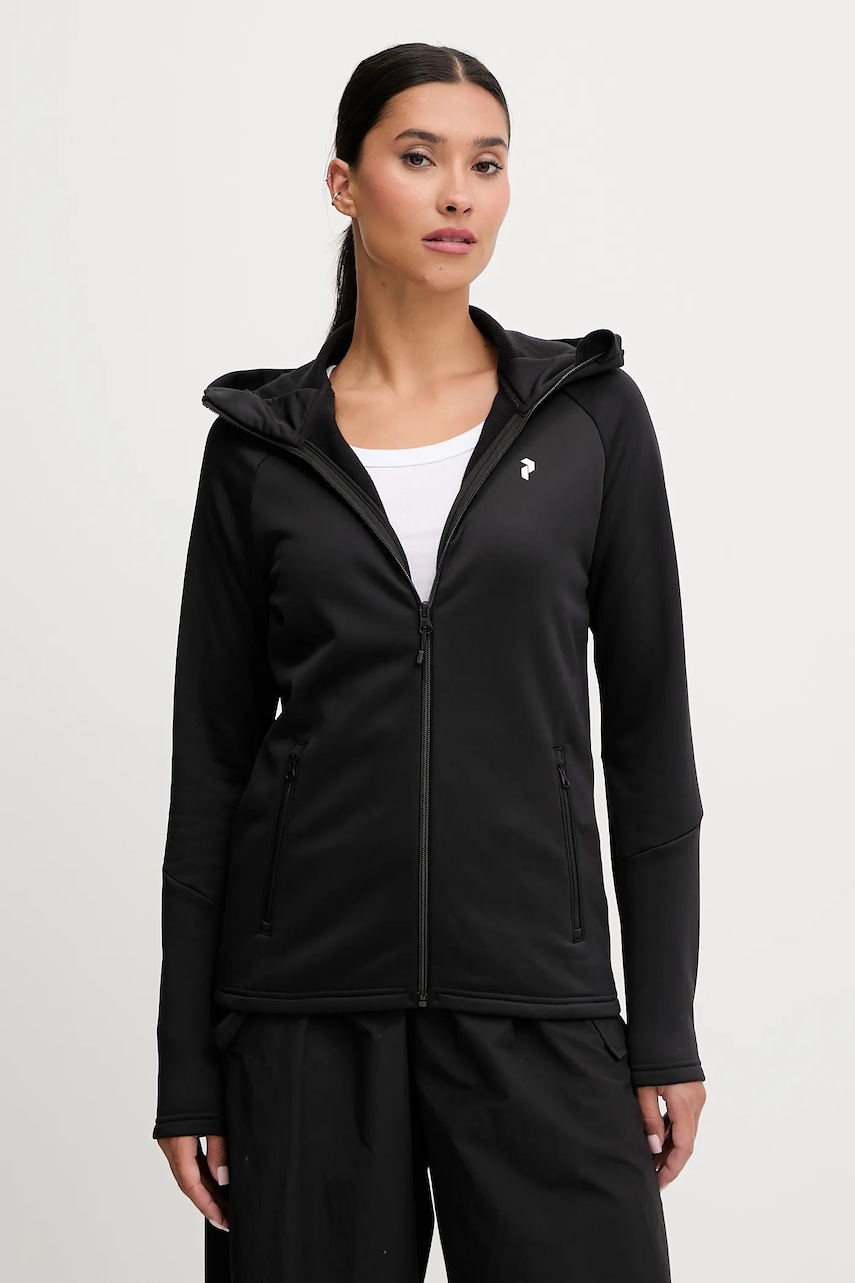 Peak Performance bluză Rider culoarea negru, cu glugă, uni, G80574