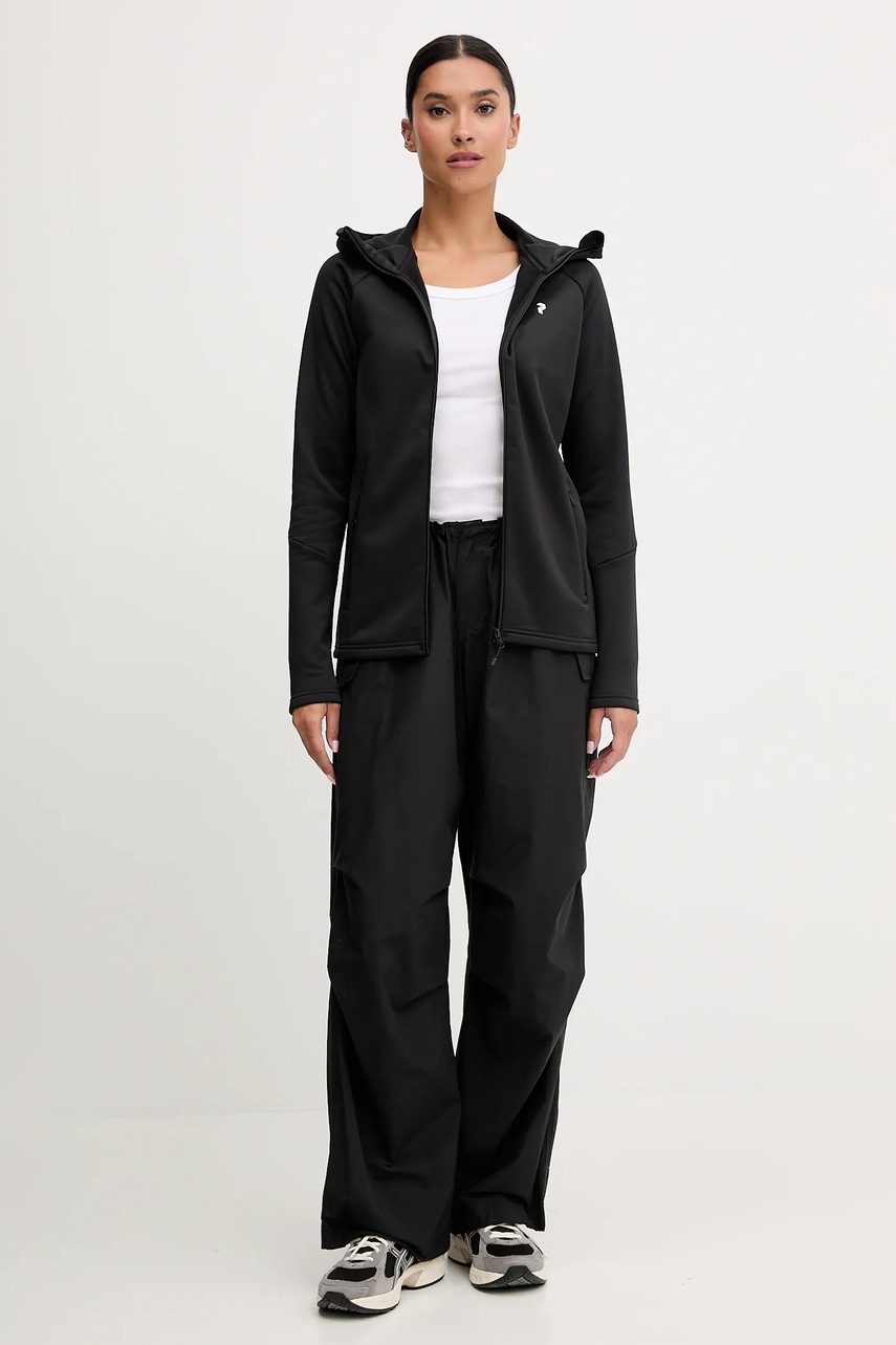 Μπλούζα Peak Performance Rider χρώμα: μαύρο, με κουκούλα, G80574 φωτογραφία