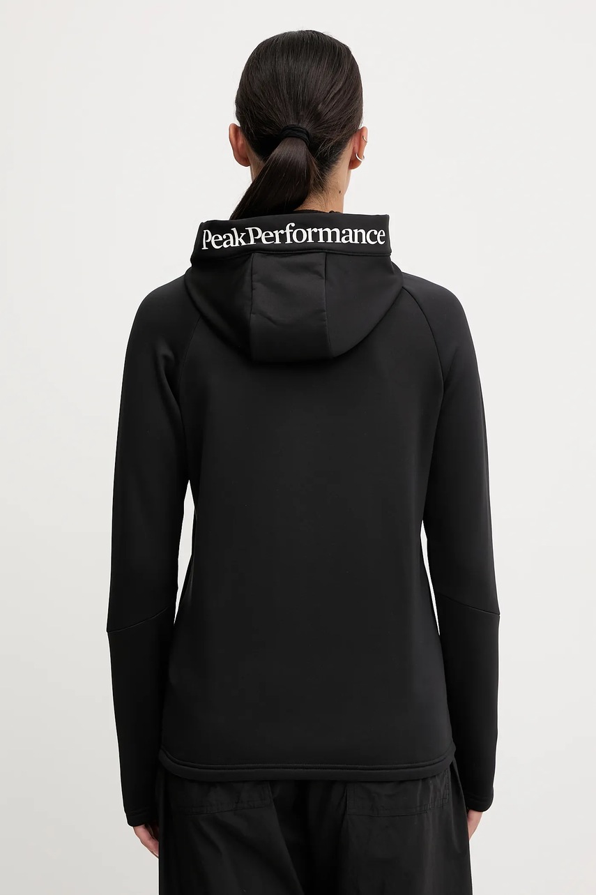 Μπλούζα Peak Performance Rider χρώμα: μαύρο, με κουκούλα, G80574 φωτογραφία