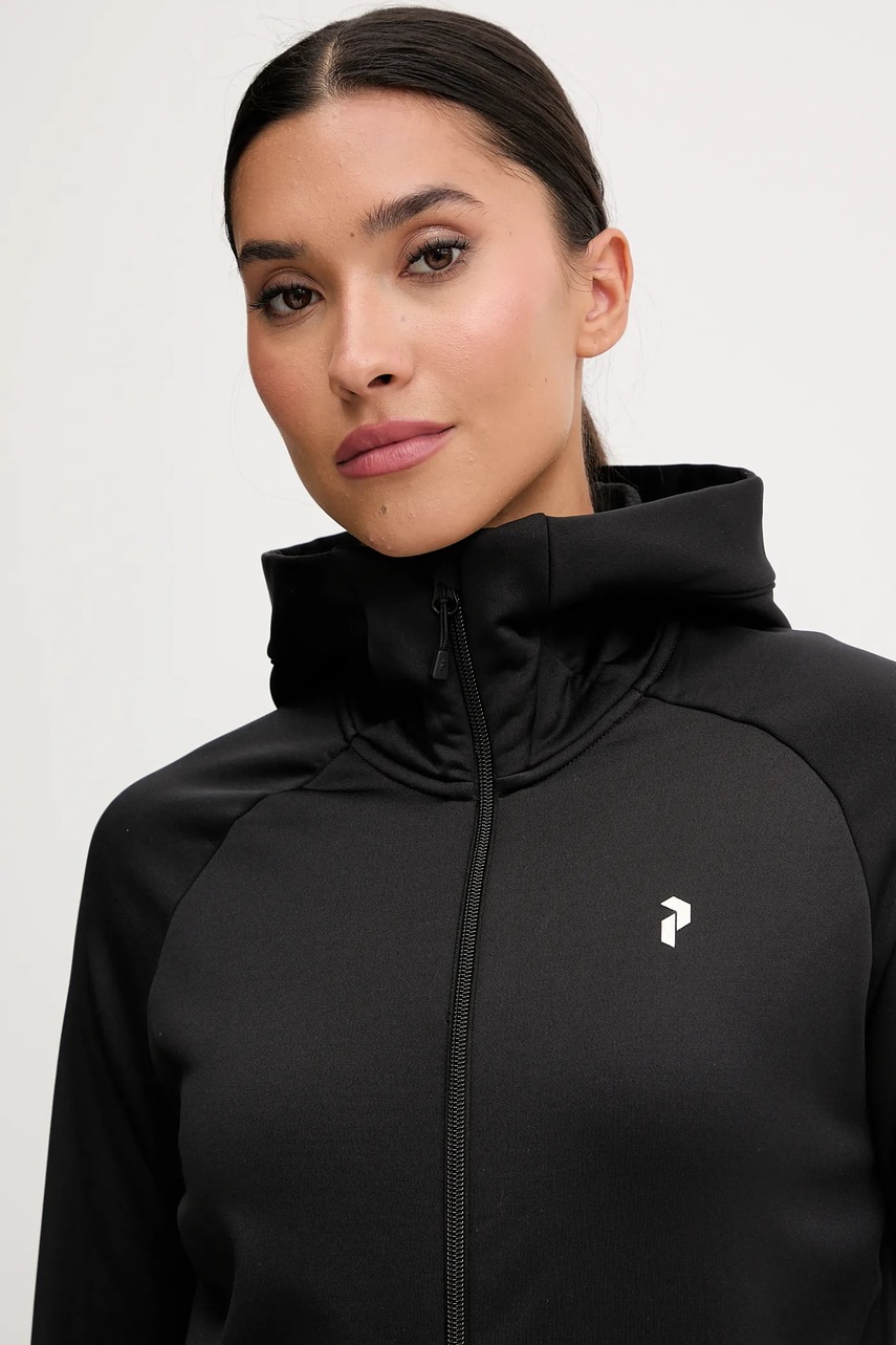 Μπλούζα Peak Performance Rider χρώμα: μαύρο, με κουκούλα, G80574 φωτογραφία