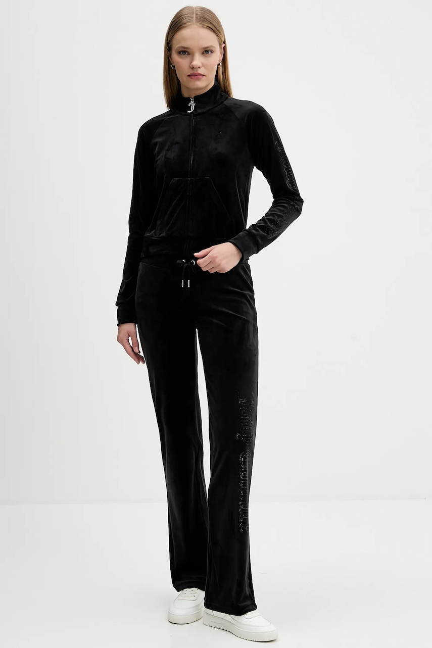 Кофта из велюра Juicy Couture цвет чёрный с аппликацией JCWCT225308 Кофта из велюра Juicy Couture цвет чёрный с аппликацией JCWCT225308