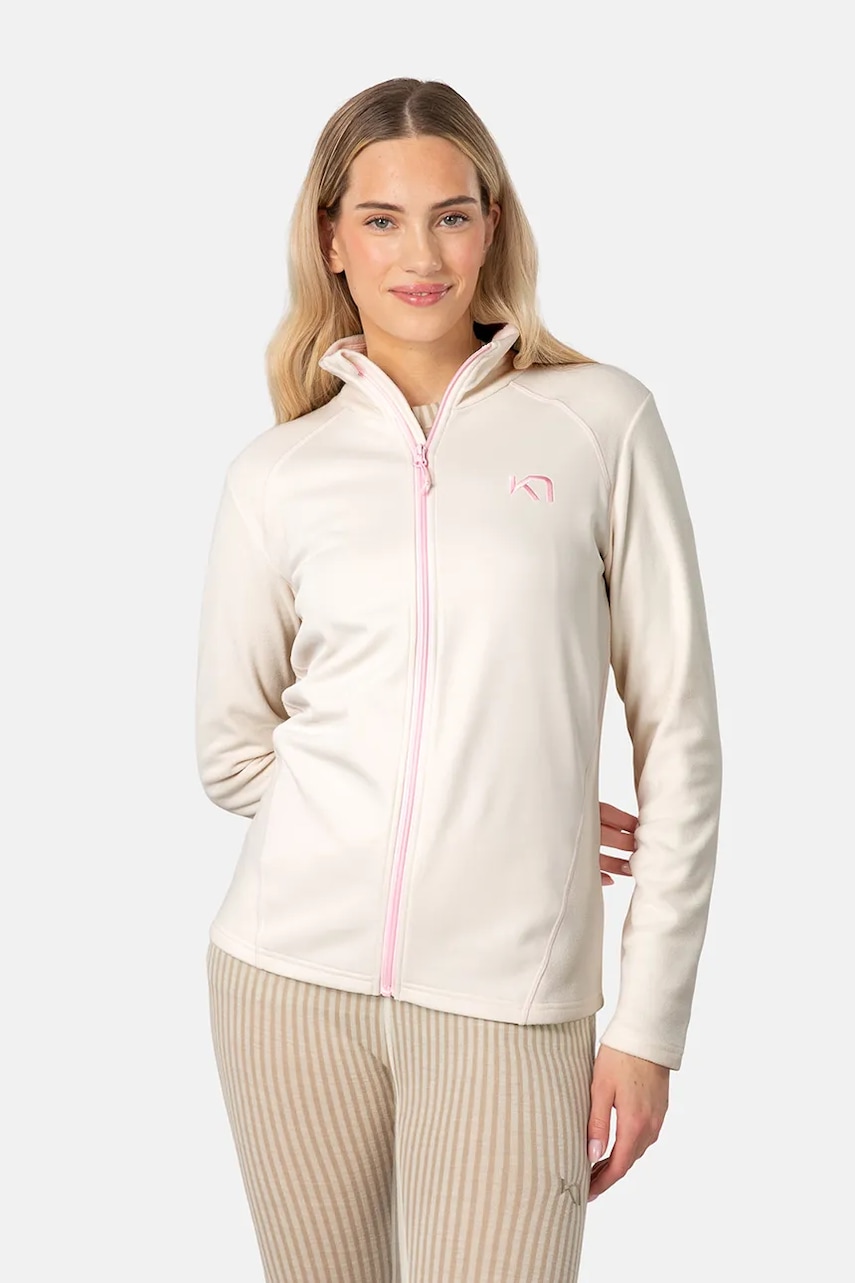 Kari Traa hanorac fleece KARI culoarea bej, uni, 622573