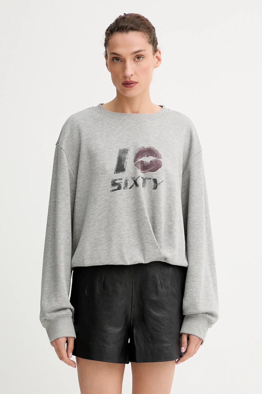 Miss Sixty hanorac din amestec de lână culoarea gri, cu imprimeu, 6S3TJ59000