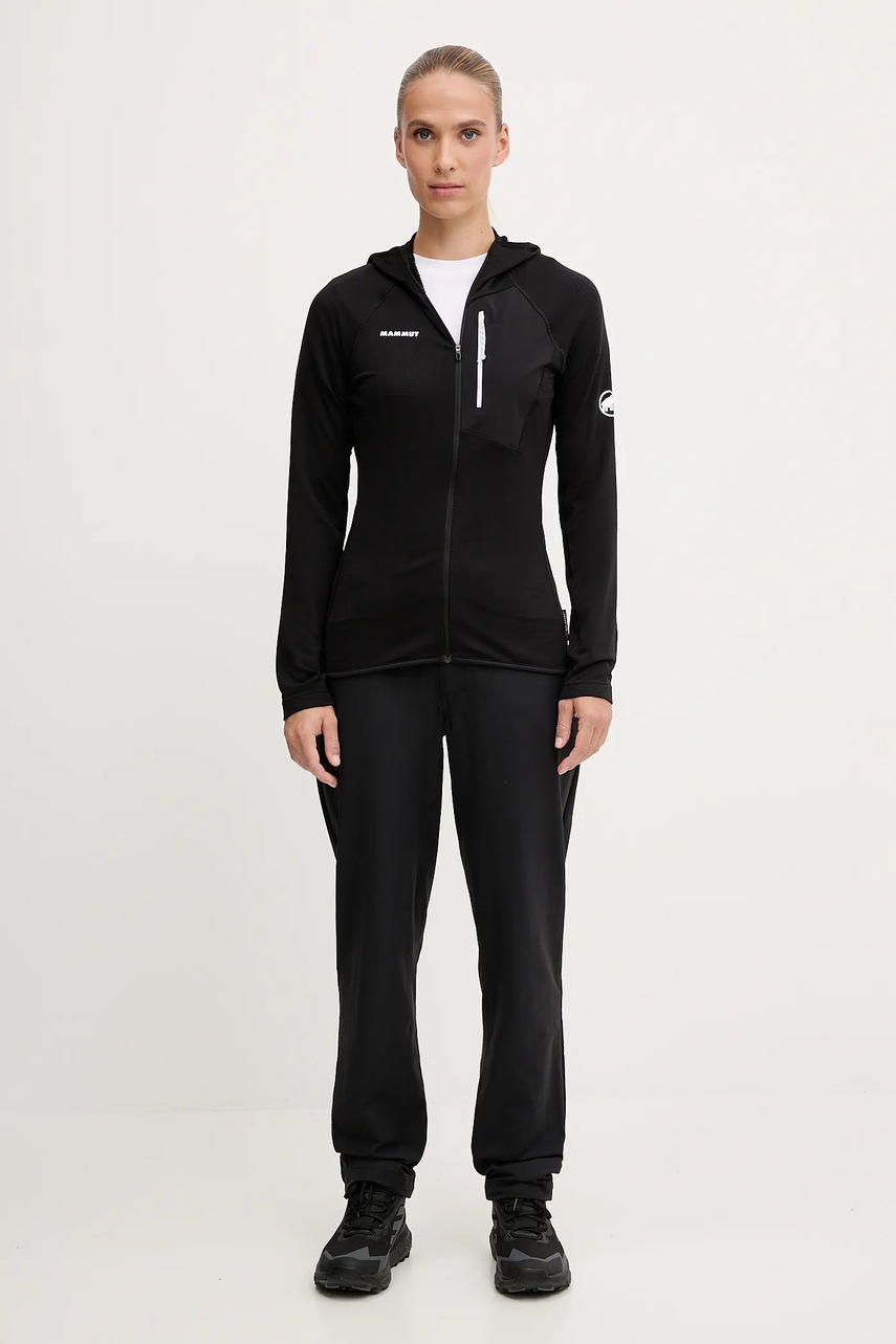 Кофта outdoor Mammut Aenergy Light цвет чёрный с капюшоном однотонная 1014.05551