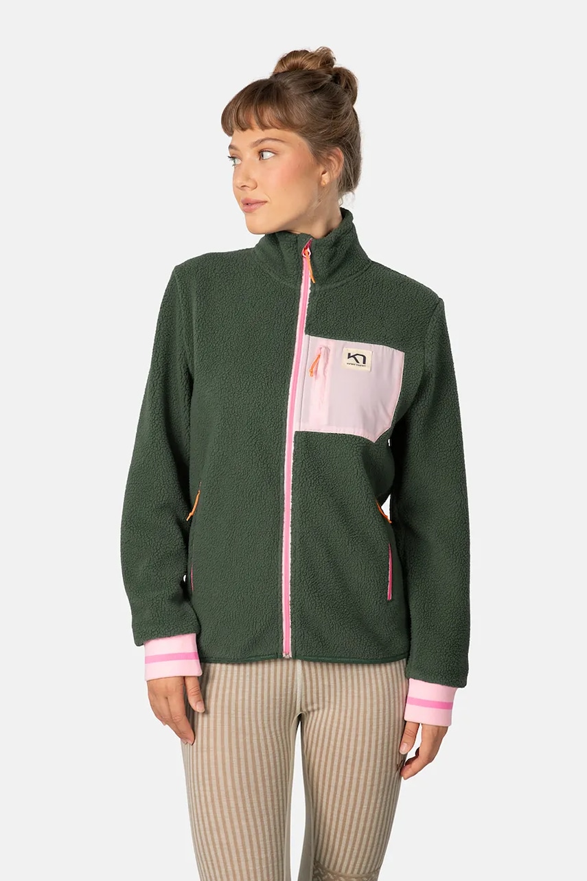 Kari Traa hanorac fleece ROTHE culoarea verde, uni, 623487