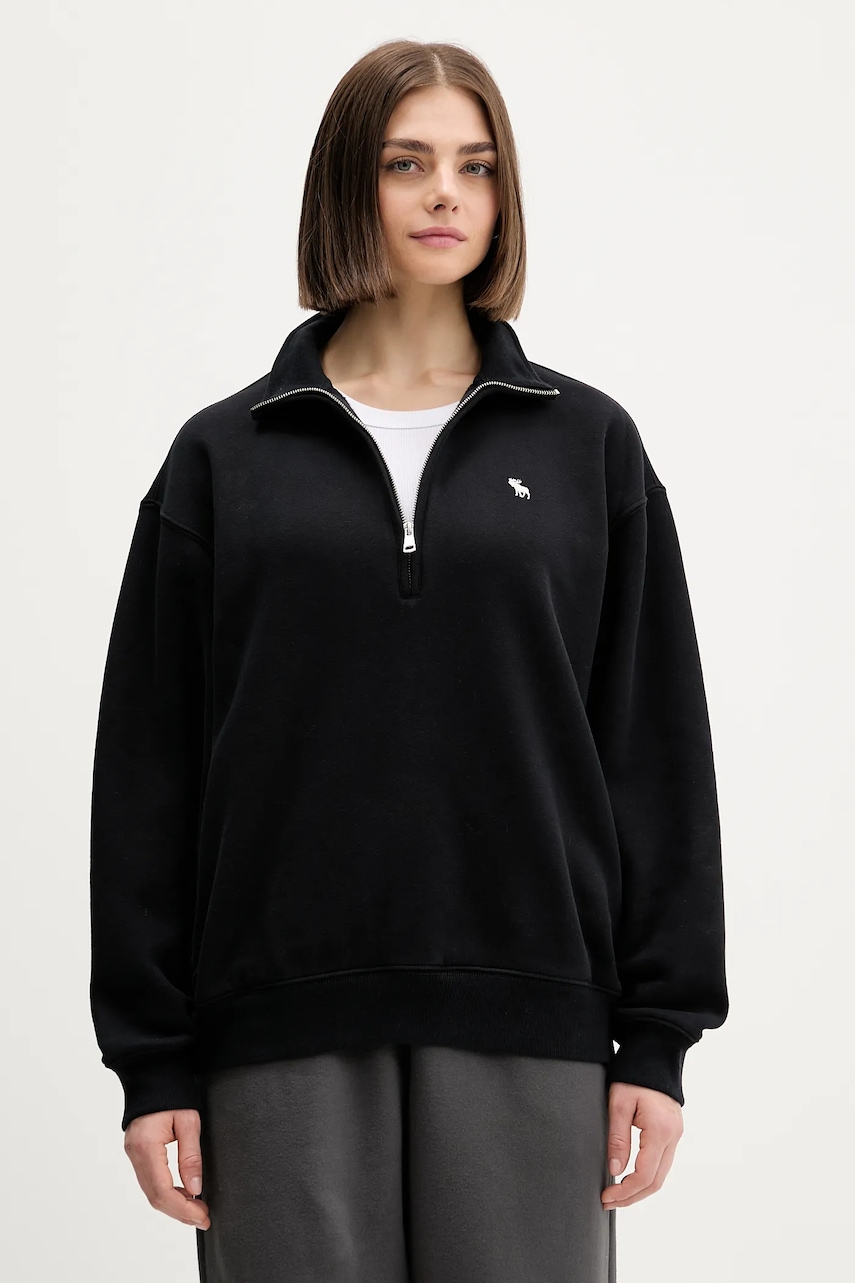 Abercrombie & Fitch bluză culoarea negru, uni, KI152-5418-900