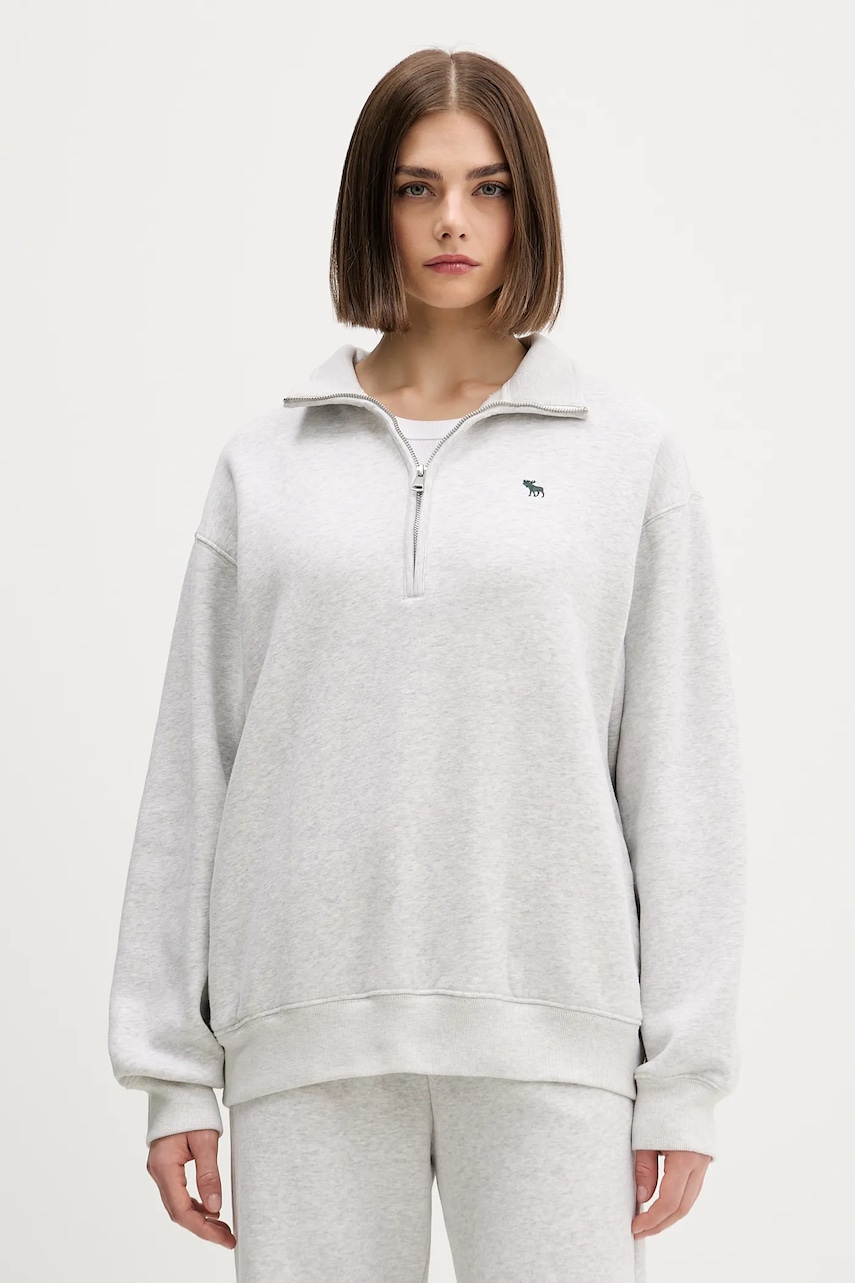 Abercrombie & Fitch bluză culoarea gri, melanj, KI152-5418-912