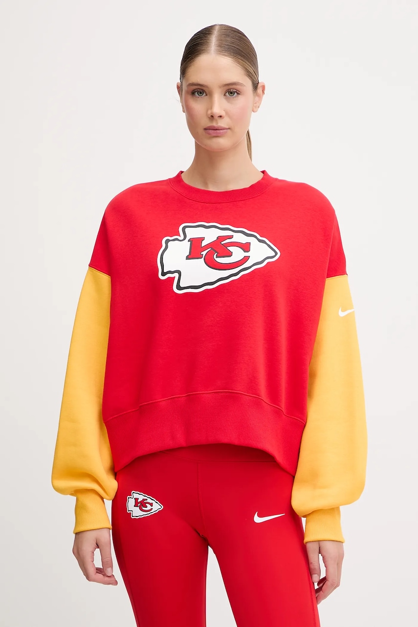 Nike bluză Oversized Crew Fleece culoarea roșu, cu imprimeu, 01D7-080K-7G-SD2