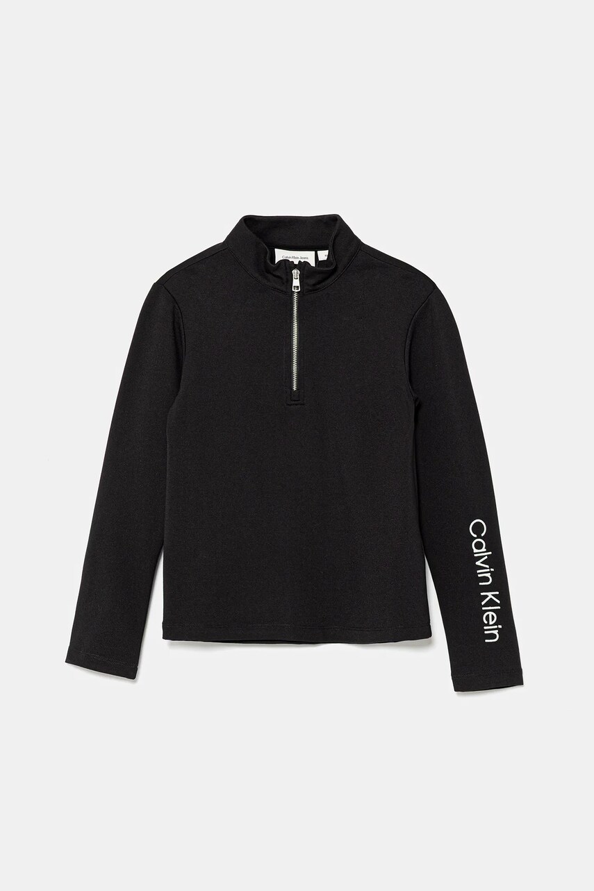Levně Dětská mikina Calvin Klein Jeans černá barva, hladká, IG0IG02978