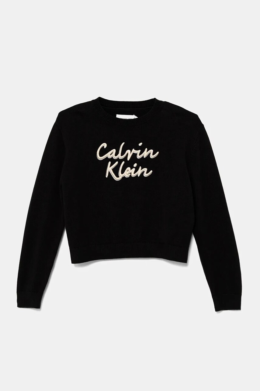 Levně Dětský bavlněný svetr Calvin Klein Jeans černá barva, IG0IG02971