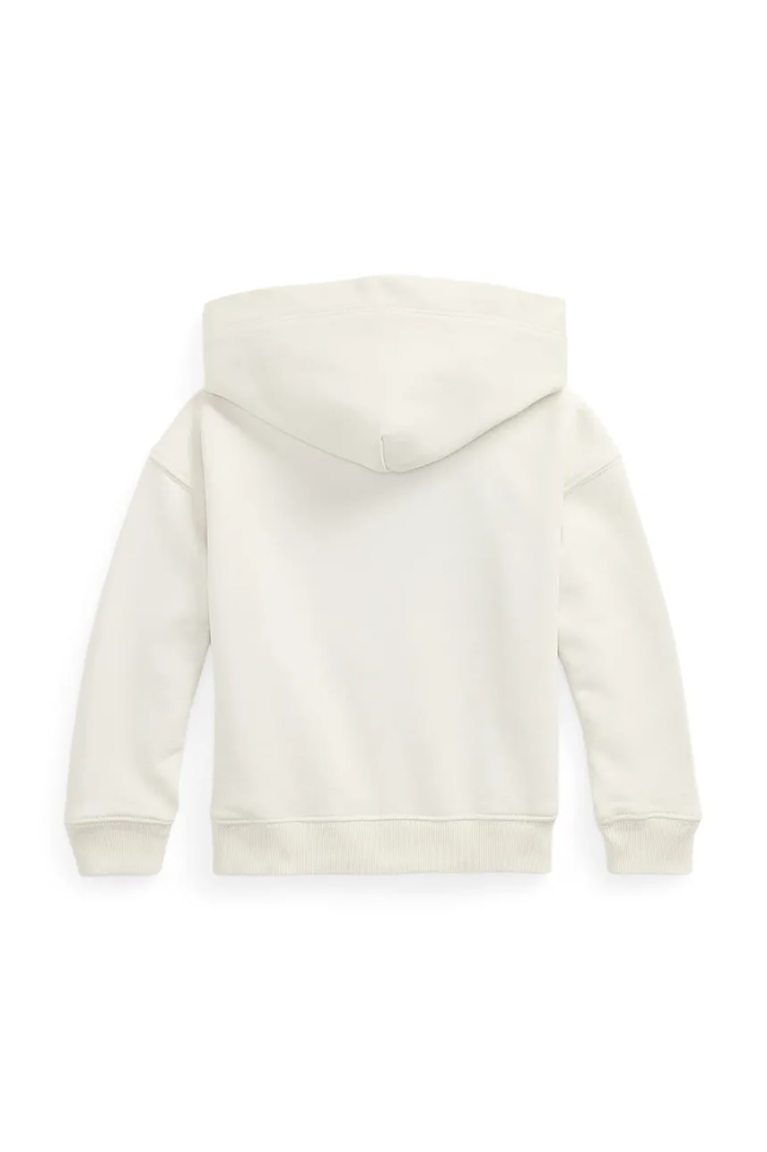 Детская хлопковая кофта Polo Ralph Lauren цвет белый с капюшоном с принтом 312971145001 Детская хлопковая кофта Polo Ralph Lauren цвет белый с капюшоном с принтом 312971145001