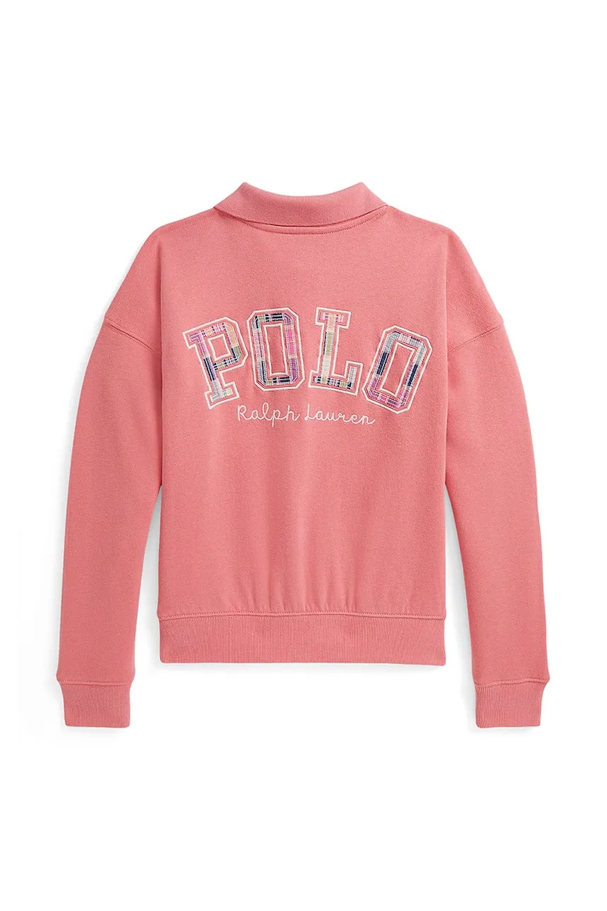 Детская хлопковая кофта Polo Ralph Lauren цвет розовый с принтом 313971115001 Детская хлопковая кофта Polo Ralph Lauren цвет розовый с принтом 313971115001