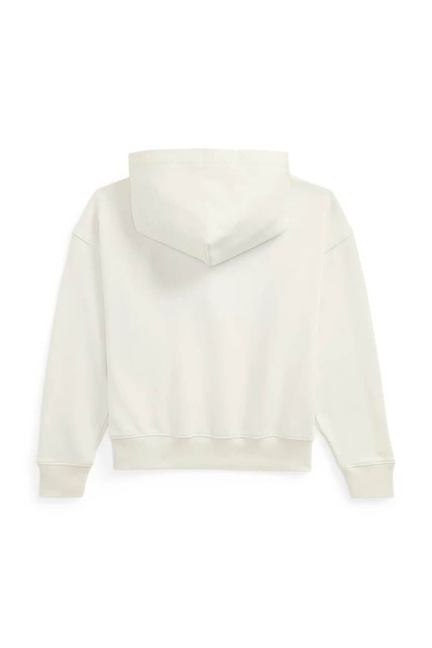 Детская хлопковая кофта Polo Ralph Lauren цвет белый с капюшоном с аппликацией 313971145001 Детская хлопковая кофта Polo Ralph Lauren цвет белый с капюшоном с аппликацией 313971145001