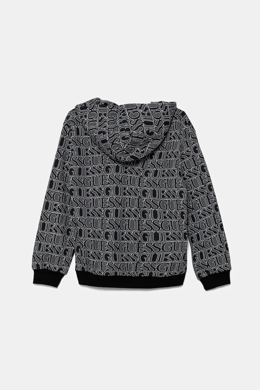 Детская хлопковая кофта Guess цвет чёрный с капюшоном узор J5YQ02 KAD74 Детская хлопковая кофта Guess цвет чёрный с капюшоном узор J5YQ02 KAD74