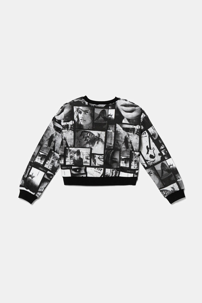 Детская хлопковая кофта Guess цвет чёрный узор J5YQ03 KA6R4