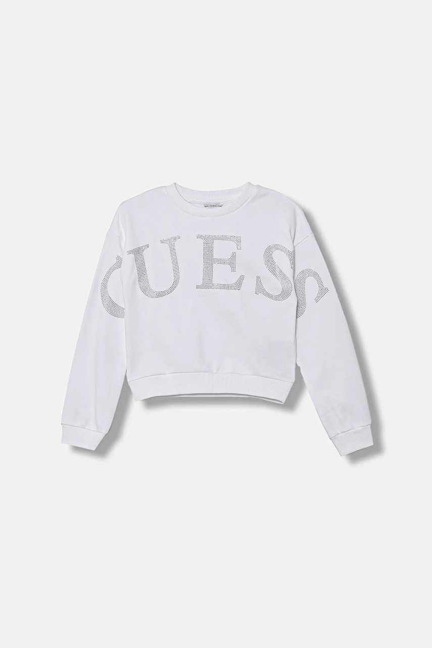 Levně Bavlněná mikina Guess bílá barva, s aplikací, J5YQ09 KAV34