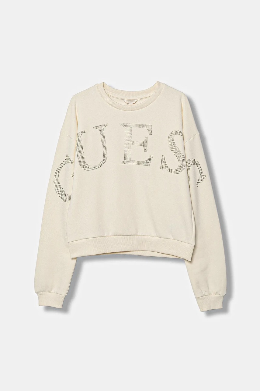 Guess pamut melegítőfelső bézs, nyomott mintás, J5YQ09 KAV34 akciós termékkép 1