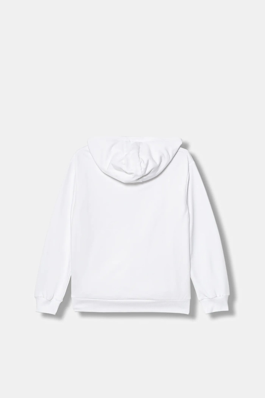 Детская хлопковая кофта Guess цвет белый с капюшоном однотонная J5YQ21 KAV34