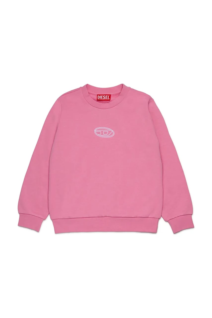 Diesel hanorac de bumbac pentru copii SVALSY SWEAT-SHIRT culoarea roz, cu imprimeu, J02417