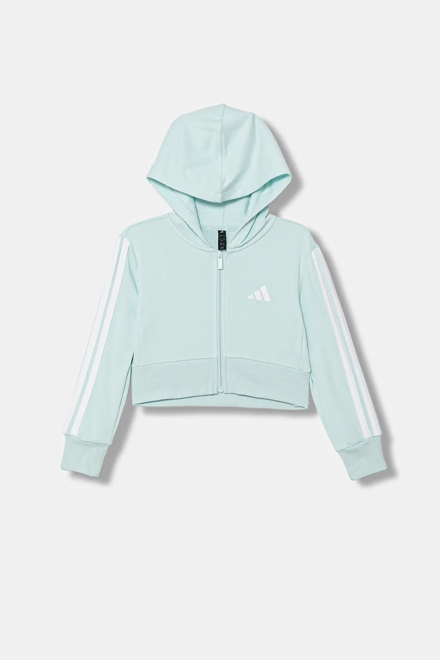 adidas bluză copii culoarea turcoaz, cu glugă, cu imprimeu, JY4984