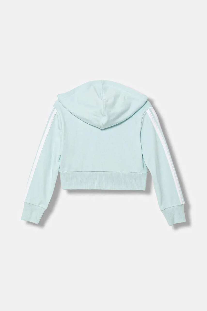 Детская кофта adidas цвет бирюзовый с капюшоном с аппликацией JY4984