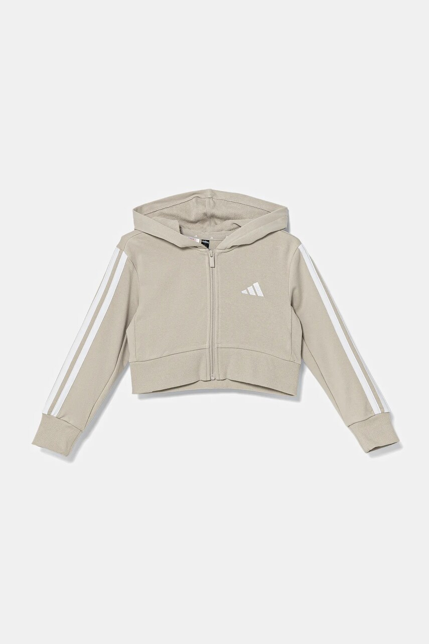 adidas bluza copii culoarea bej, cu gluga, cu imprimeu, KB7300