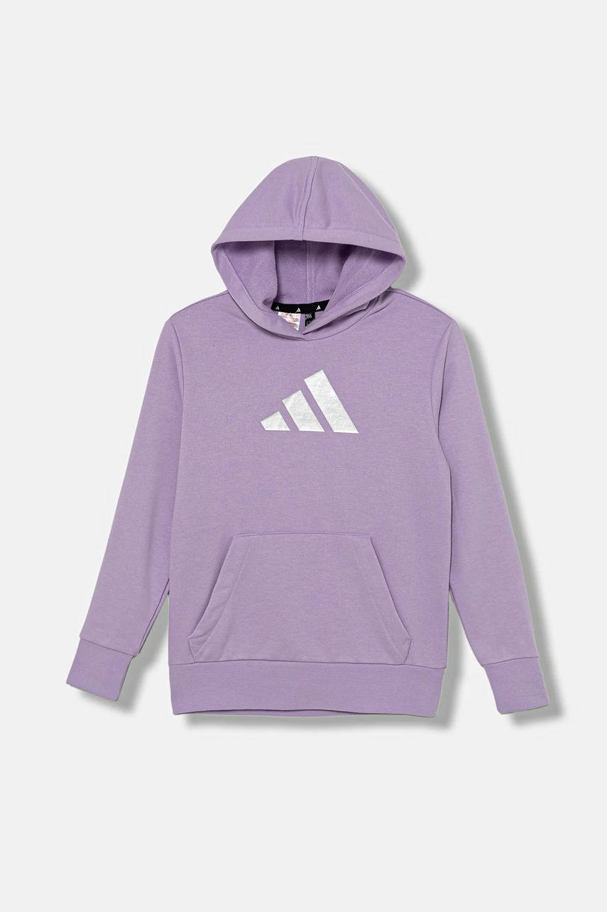 Детская кофта adidas цвет фиолетовый с капюшоном с принтом JV5268