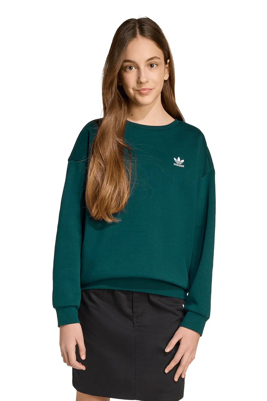 adidas Originals bluză copii culoarea verde, uni, JX2751