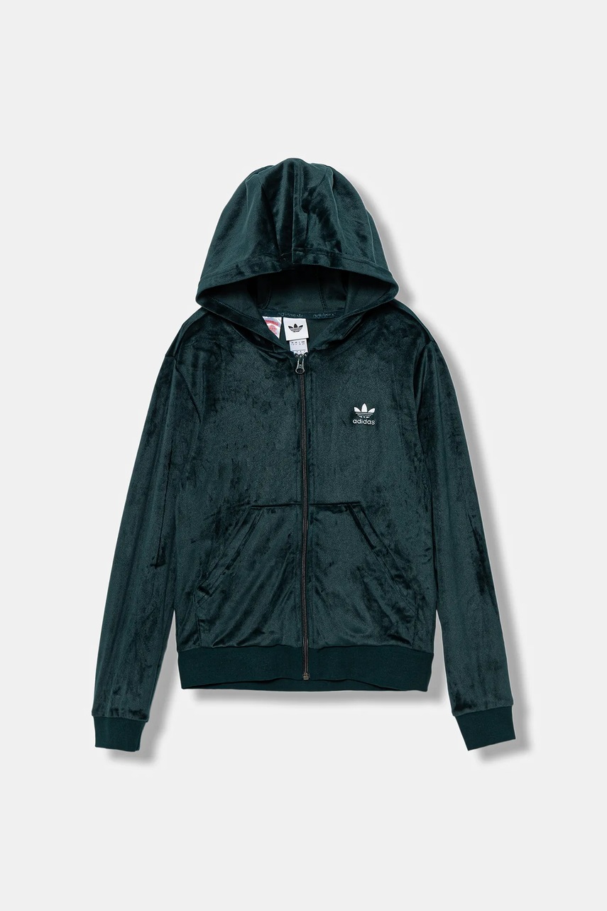 Детская кофта adidas Originals цвет зелёный с капюшоном однотонная JX2846