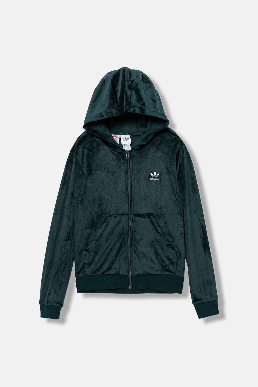 Детская кофта adidas Originals цвет зелёный с капюшоном однотонная JX2846 Детская кофта adidas Originals цвет зелёный с капюшоном однотонная JX2846