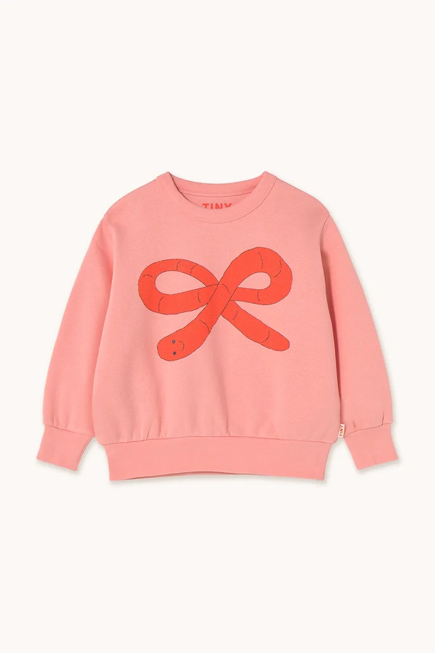 Детская хлопковая кофта Tinycottons WORM GRAPHIC SWEATSHIRT цвет розовый с принтом AW25-293 Детская хлопковая кофта Tinycottons WORM GRAPHIC SWEATSHIRT цвет розовый с принтом AW25-293