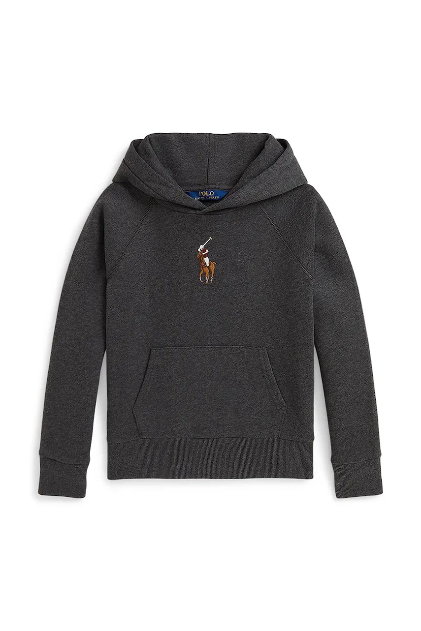 Детская кофта Polo Ralph Lauren цвет серый с капюшоном 313978992001 Детская кофта Polo Ralph Lauren цвет серый с капюшоном 313978992001