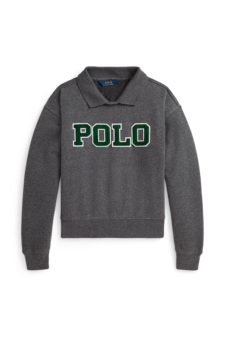 Детская кофта Polo Ralph Lauren цвет серый с аппликацией 313979022001 Детская кофта Polo Ralph Lauren цвет серый с аппликацией 313979022001