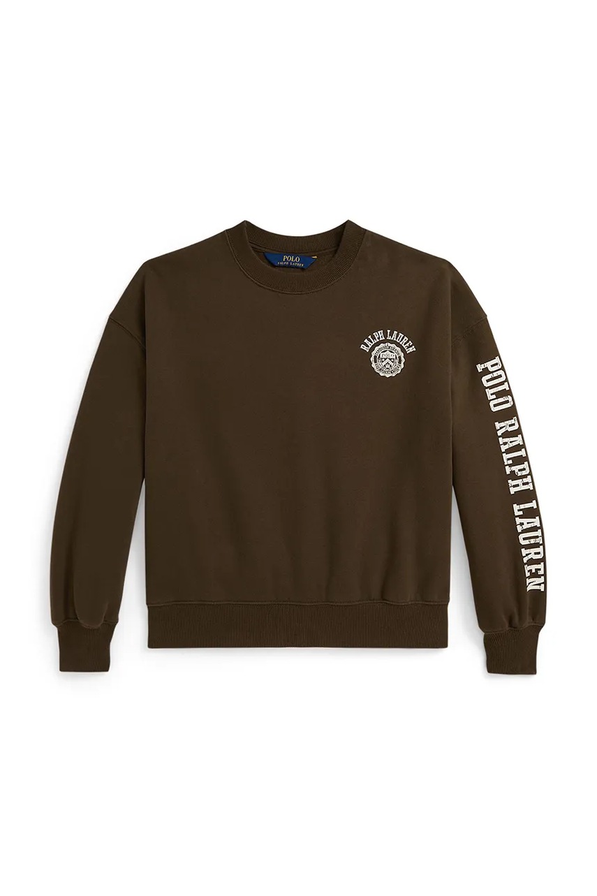 Детская кофта с хлопком Polo Ralph Lauren цвет коричневый с принтом 313979067003 Детская кофта с хлопком Polo Ralph Lauren цвет коричневый с принтом 313979067003