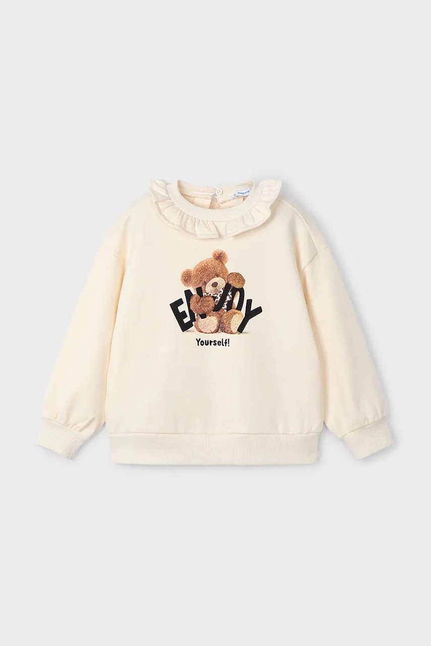 Mayoral hanorac de bumbac pentru copii culoarea bej, cu imprimeu, 4430