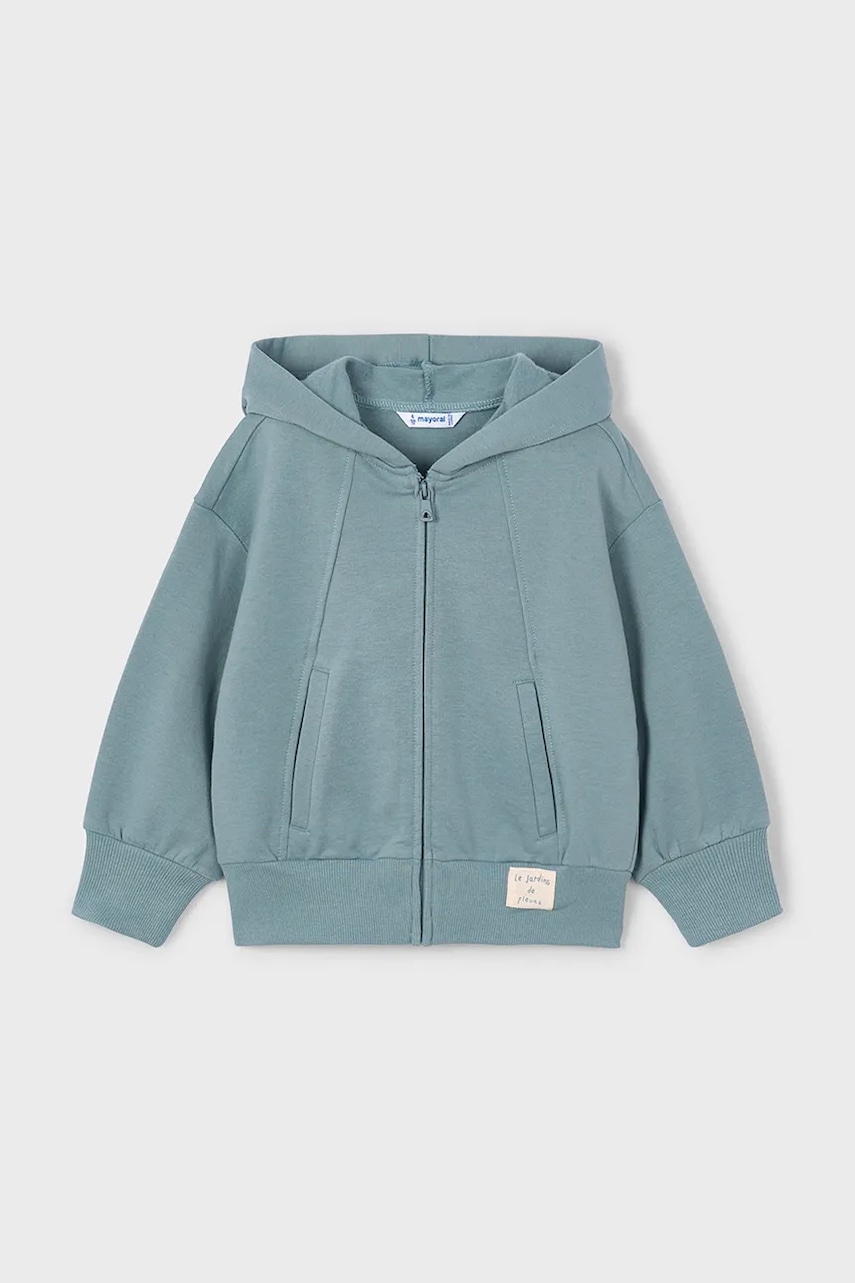Mayoral bluză copii culoarea verde, cu glugă, uni, 4449