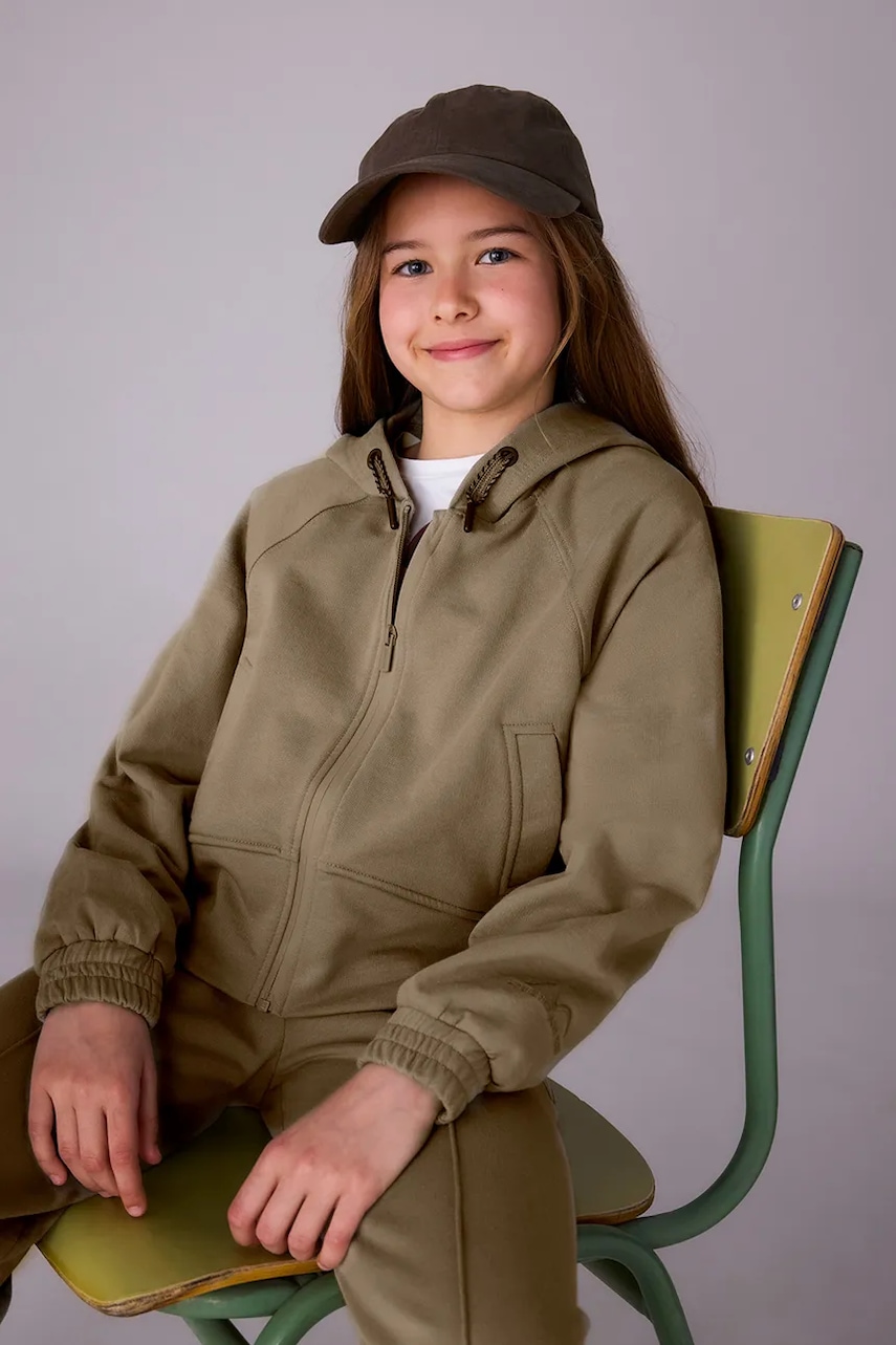 Mayoral bluză culoarea verde, cu glugă, 7439