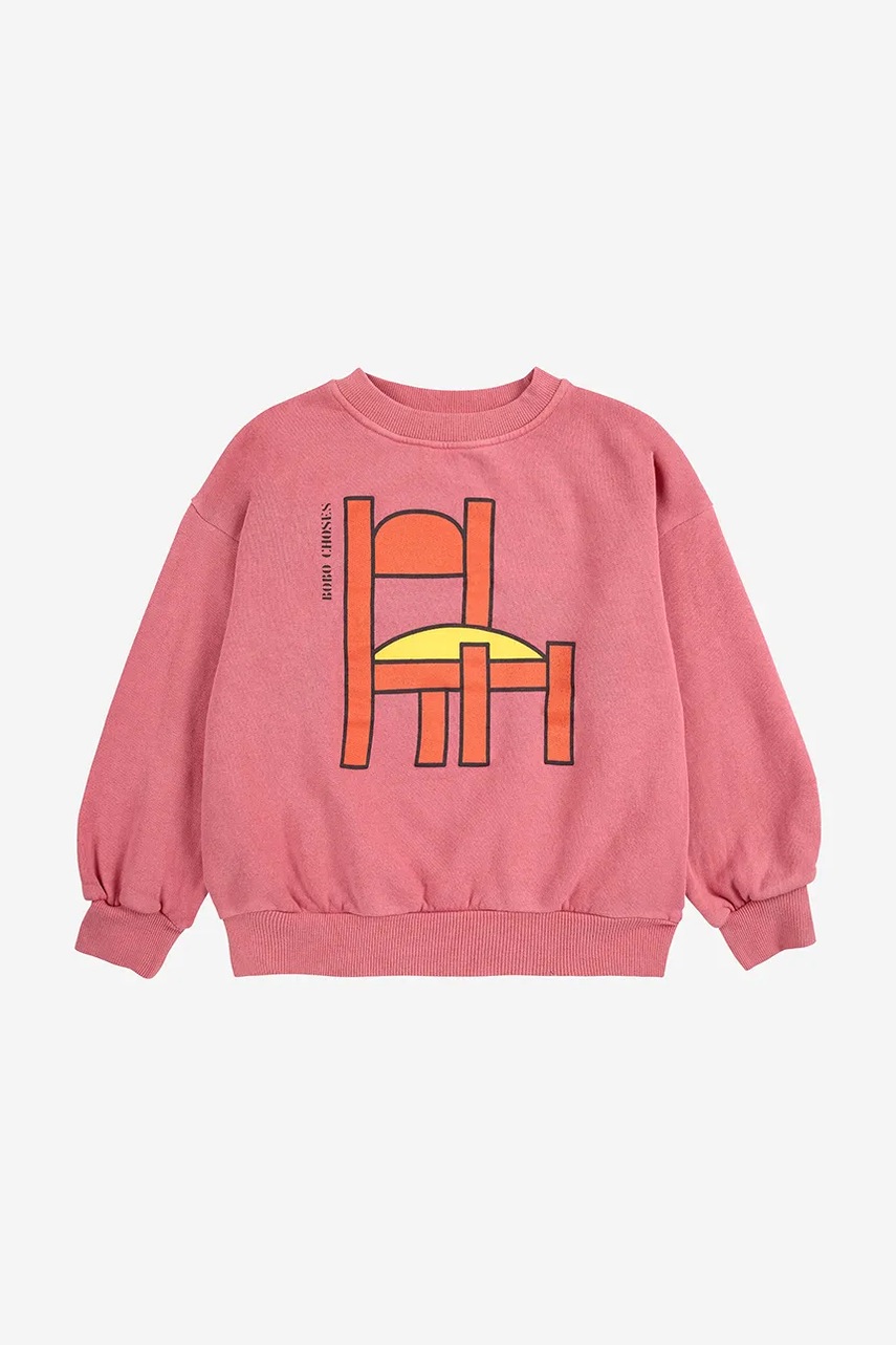 Детская хлопковая кофта Bobo Choses Chair цвет розовый с капюшоном узор 225AC034