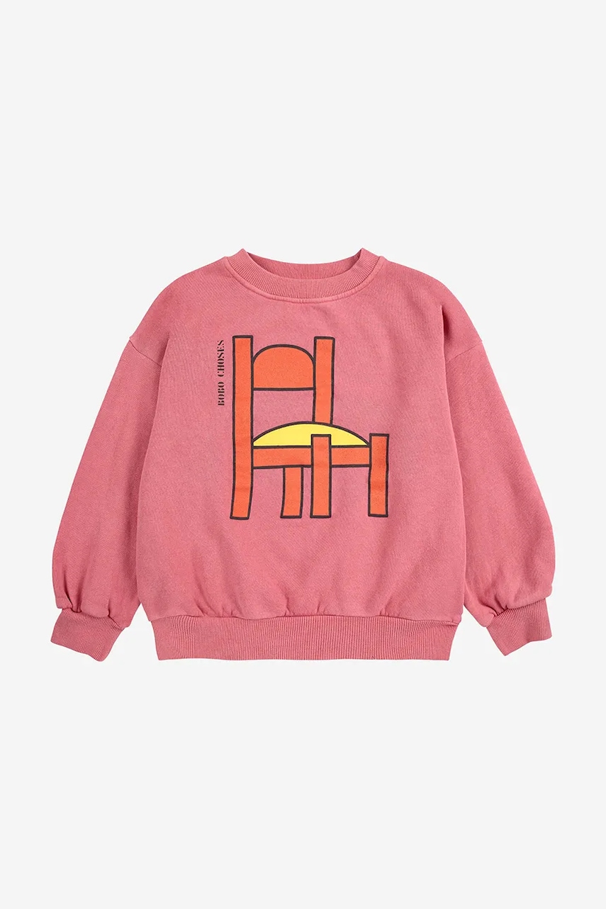 Детская хлопковая кофта Bobo Choses Chair цвет розовый с капюшоном узор 225AC034 Детская хлопковая кофта Bobo Choses Chair цвет розовый с капюшоном узор 225AC034