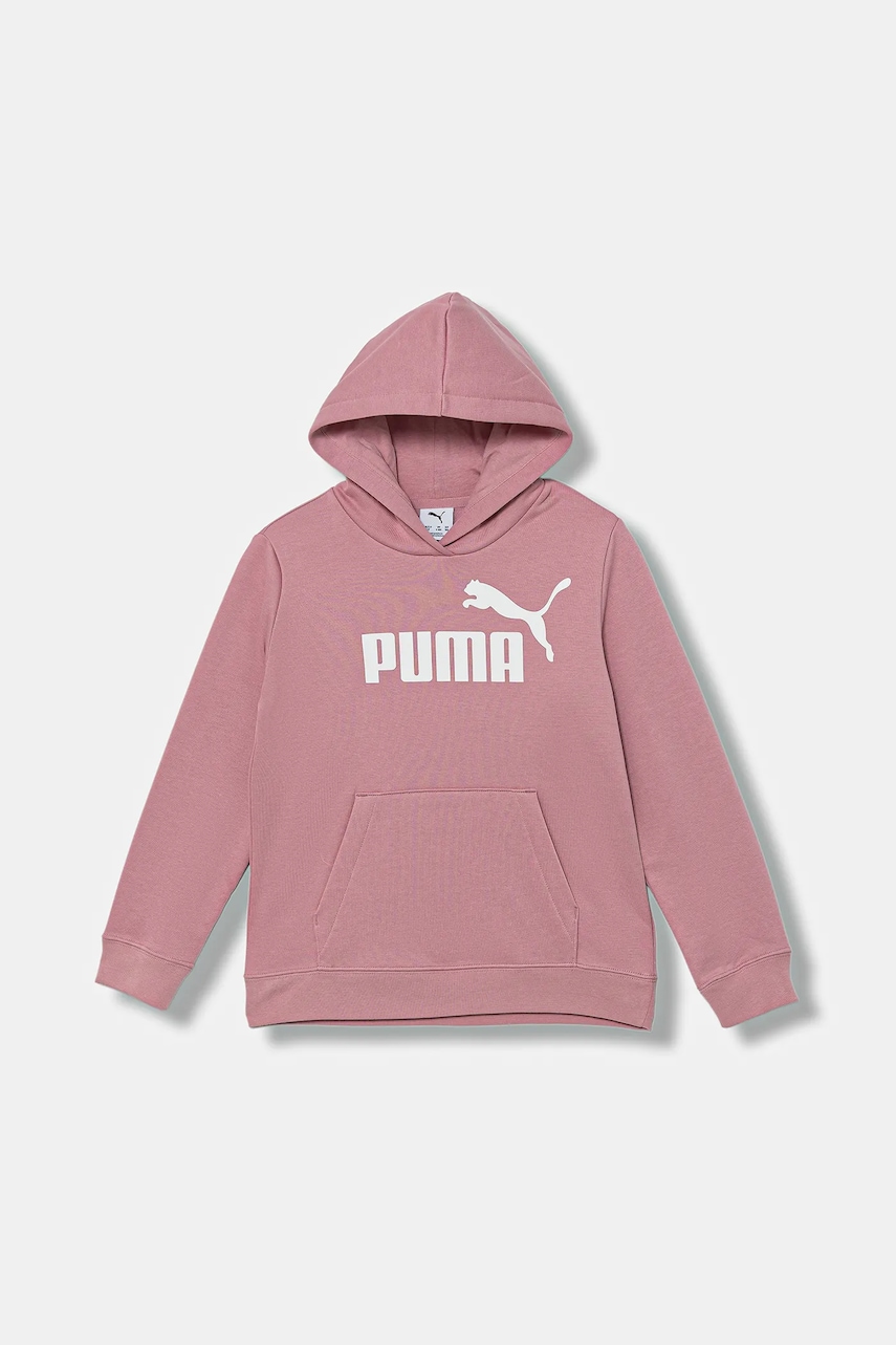 Puma bluza copii ESS No. 1 Logo Hoodie FL G culoarea roz, cu glugă, cu imprimeu, 684896