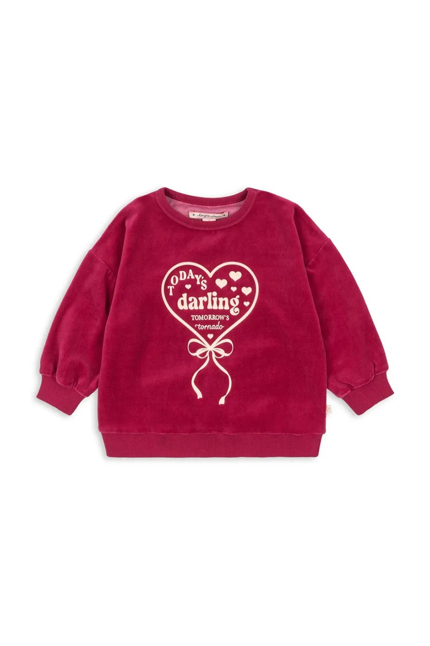 Детская кофта с хлопком Konges Sløjd VELOU BLOUSE GOTS цвет бордовый с аппликацией KS104028