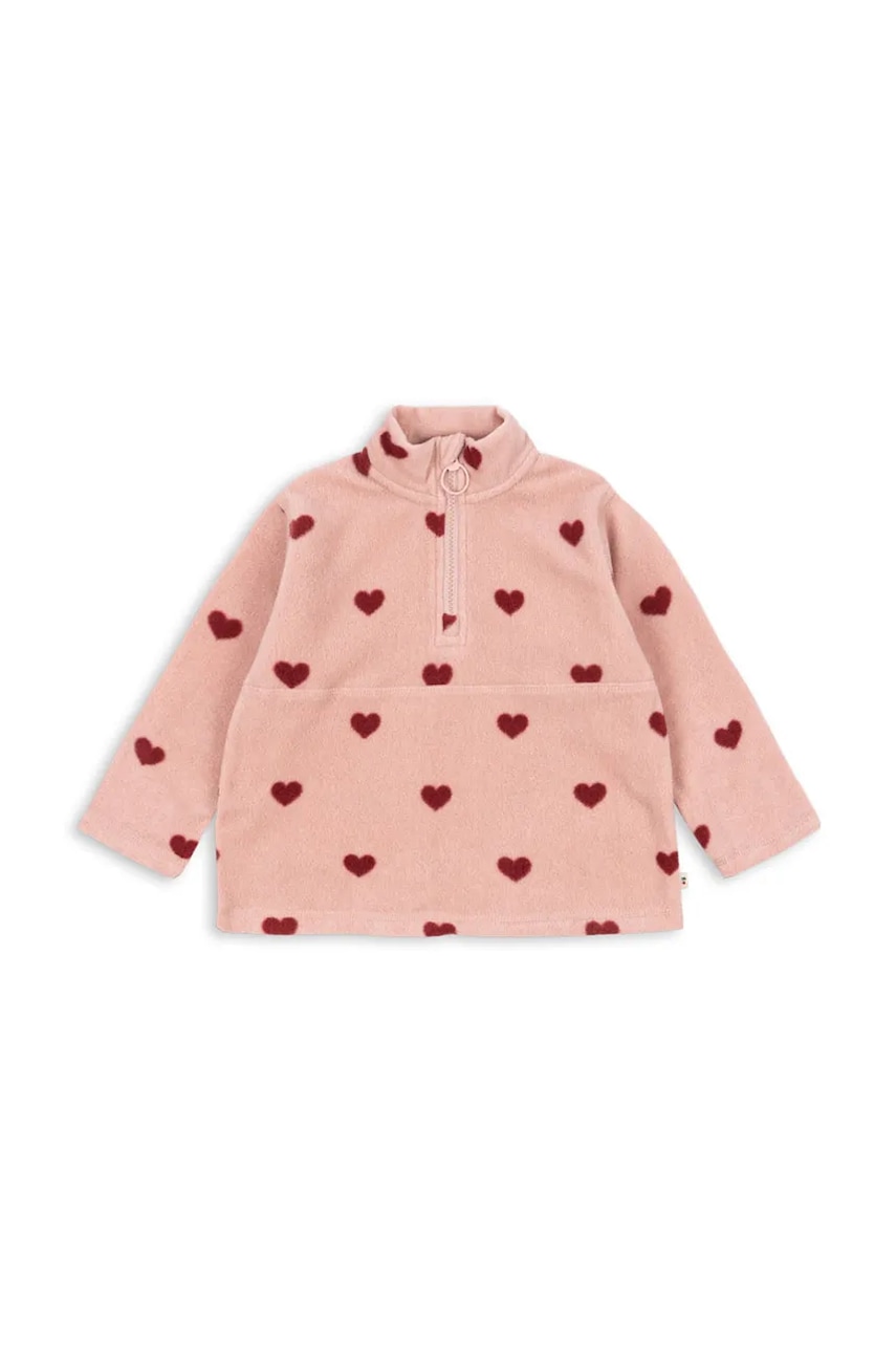 Levně Dětská mikina Konges Sløjd TAVI FLEECE SWEATSHIRT GRS růžová barva, s kapucí, hladká, KS101301