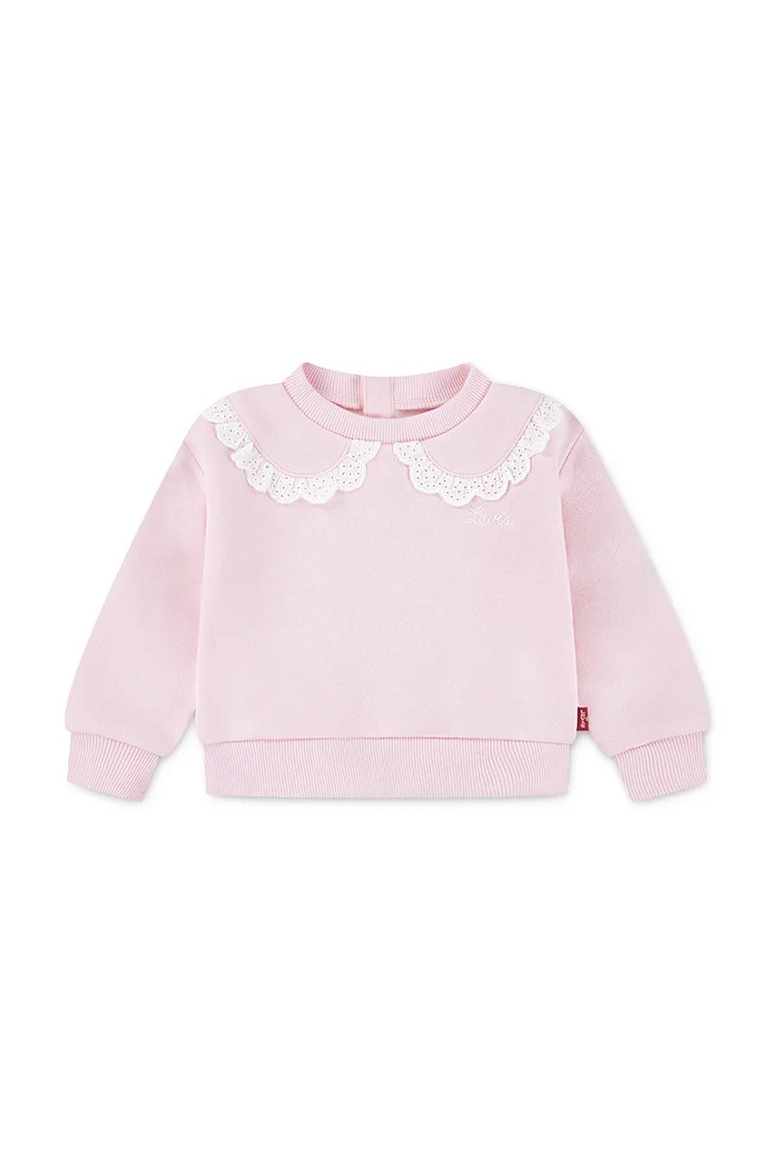 Levně Kojenecká mikina Levi's PETER PAN COLLAR CREW NECK růžová barva, hladká, 1EN575