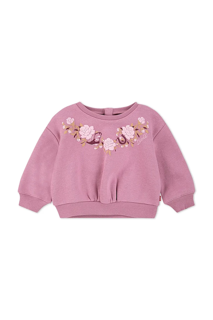 Levně Kojenecká mikina Levi's ROSE FRONT TUCK CREW růžová barva, s potiskem, 1EP015