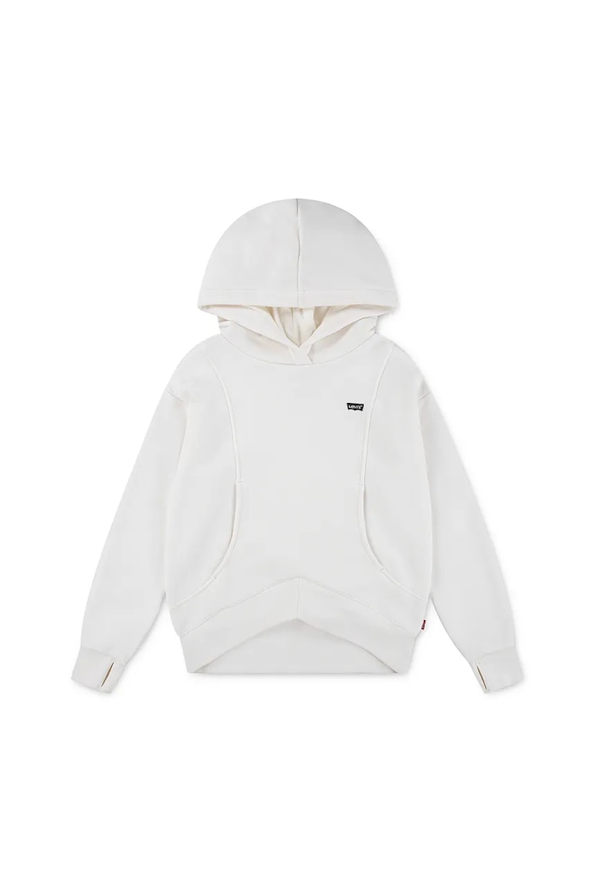 Levně Dětská mikina Levi's BATWING PATCH HOODIE béžová barva, s kapucí, hladká, 3EN447
